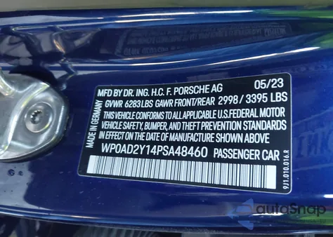 2023 Porsche Taycan Gts из США, поврежденный, VIN WP0AD2Y14PSA48460